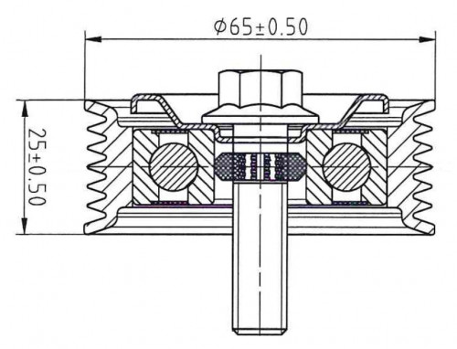 Ролик приводного ремня для автомобилей Mercedes S (W222) (13-)/GL (X166) (12-) 4.7i/5.5i (опорный) ребристый d65