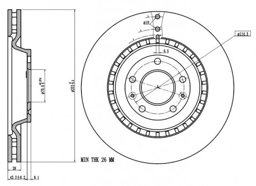 Диски тормозные для автомобилей Changan Uni-K (22-) передний d=330 окрашенный