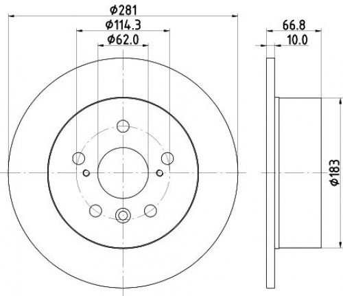 Диски тормозные для автомобилей Toyota Camry (11-) / Lexus ES (12-) задний d=281