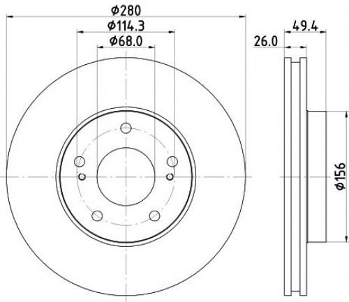 Диски тормозные для автомобилей Nissan Maxima A32 (94-) / Cefiro (94-) передний d=280 окрашенный