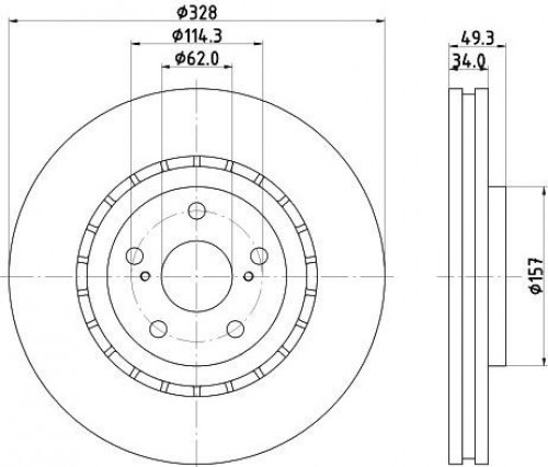 Диски тормозные для автомобилей Lexus RX (09-) передний d=328 (h34) окрашенный