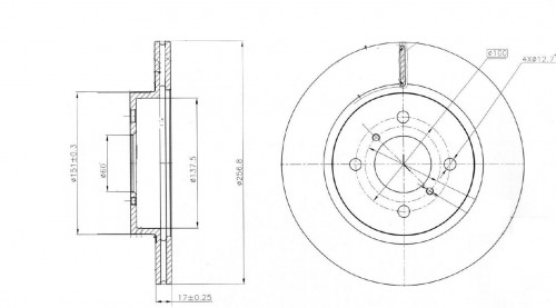 Диски тормозные для автомобилей Chery Kimo / QQ (08-) передний d=257