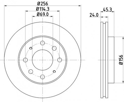 Диски тормозные для автомобилей Mitsubishi Carisma (95-) / Galant (88-) передний d=256