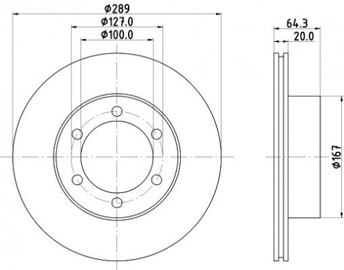 Диски тормозные для автомобилей Great Wall Safe (02-) / Toyota 4Runner (84-) / Hilux (88-) передний d=289