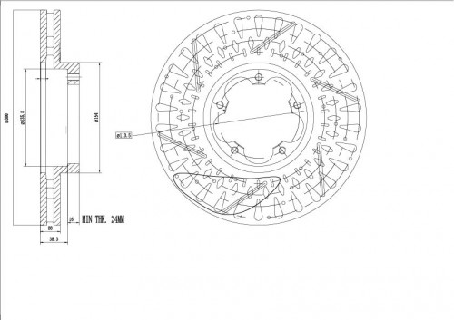 Диски тормозные для автомобилей Ford Transit (06-) передний d=300; thk=28; PCD-5 / 113.5 PRO (перфорированный / слотированный / окрашенный)