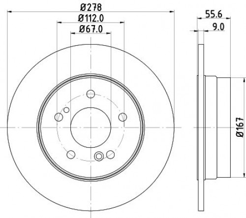 Диски тормозные для автомобилей Mercedes C (W203) (02-) / E (W210) (97-) задний d=278 окрашенный