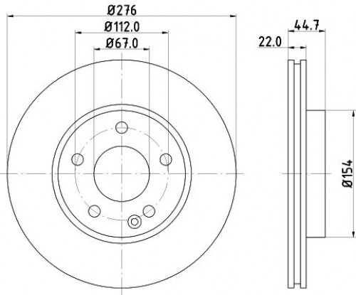 Диски тормозные для автомобилей Mercedes A (W169) (04-) / B (W245) (05-) передний d=276 окрашенный