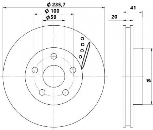 Диски тормозные для автомобилей Chevrolet Aveo T200 (02-) / T255 (08-) / Spark (05-) передний d=236 PRO (перфорированный / слотированный / окрашенный)