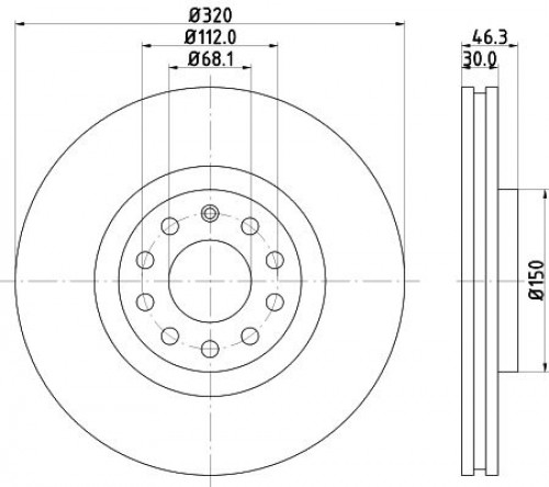 Диски тормозные для автомобилей Audi A4 (94-) / (00-) / (04-) / A6 (97-) передний d=320