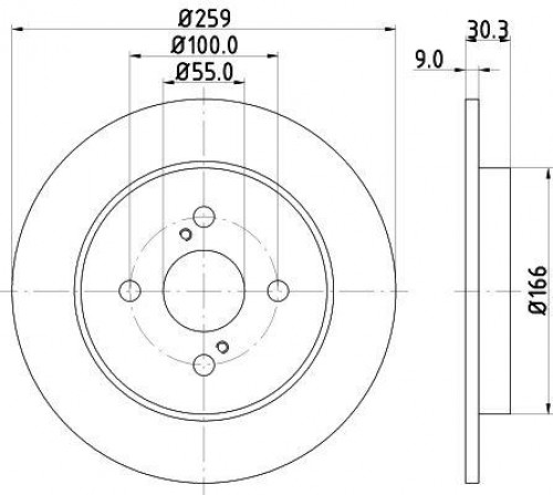 Диски тормозные для автомобилей Toyota Yaris (05-) (а / м c ABS) задний d=259 окрашенный