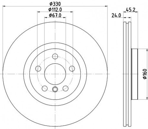 Диски тормозные для автомобилей BMW X1 (F48) (14-) / Mini Countryman (16-) передний d=330 окрашенный