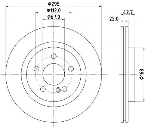 Диски тормозные для автомобилей Mercedes A (W176) (12-) / CLA (C117) (13-) задний d=295, thk=22