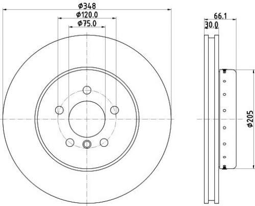 Диски тормозные для автомобилей BMW 5 (F10) (11-) передний d=348