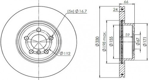 Диски тормозные для автомобилей BMW 5 (G30) (16-) / X3 (G01) (17-) / X4 (G02) (18-) передний d=330 окрашенный