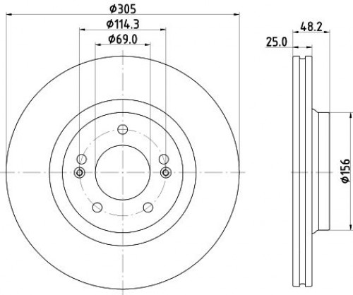 Диски тормозные для автомобилей Kia K5 (20-) / Hyundai Sonata (20-) передний d=305 окрашенный