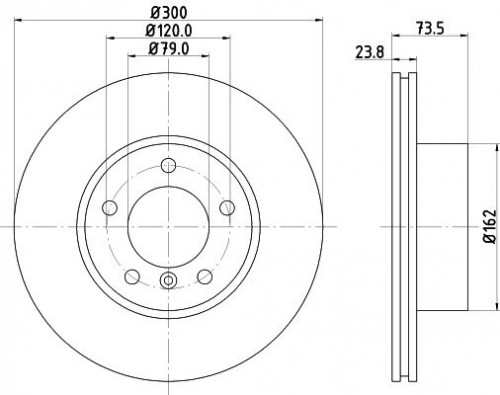 Диски тормозные для автомобилей BMW 3 (E90 / 91 / 92 / 93) (05-) / 1 (E81 / 87) (04-) передний d=300 окрашенный