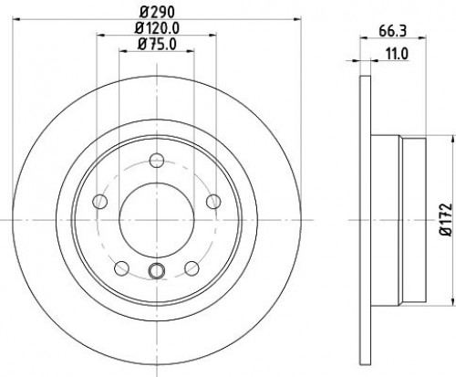 Диски тормозные для автомобилей BMW 1 (F20 / F21) (11-) / 2 (F22) (13-) задний d=290