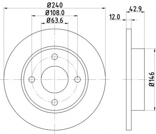 Диски тормозные для автомобилей Ford Fiesta (96-) / Mazda 121 (96-) передний d=240