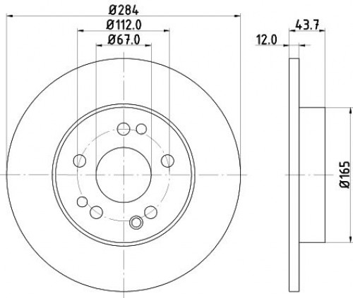 Диски тормозные для автомобилей Mercedes E (W124) (89-) передний d=284 окрашенный