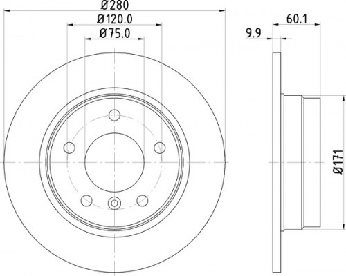 Диски тормозные для автомобилей BMW 3 (E36) (90-) / 3 (E46) (98-) задний d=280