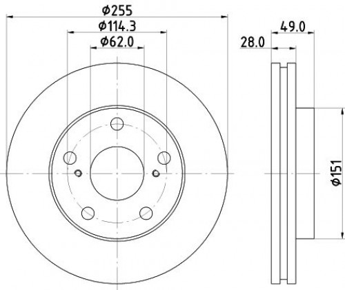 Диски тормозные для автомобилей Toyota Camry (91-) /Picnic (96-) передний d=255 окрашенный