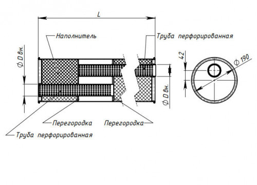 Глушитель универсальный (круглый) D=190, L=700, d=60, смещение 42 мм (алюминизированная сталь)