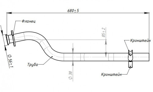 Труба выхлопная для автомобилей Лада 1111 ОКА нового образца (алюминизированная сталь)
