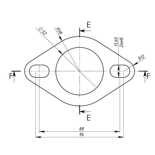 Фланец универсальный d=52 под шпильку 13mm. (алюминизированная сталь)
