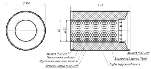 Пламегаситель коллекторный 100/130-55 (нержавеющая сталь)