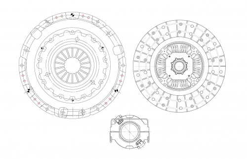 Комплект сцепления для автомобилей Toyota Hillux VIII (15-) 2.4D/2.8D (6МКПП) в сборе с муфтой