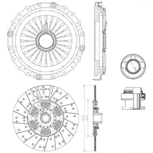 Комплект сцепления для автомобилей MAN TGA (00-) (КПП ZF Ecosplit-3) в сборе с муфтой
