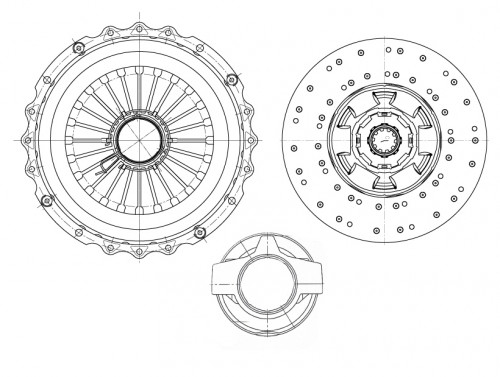 Комплект сцепления для автомобилей Shacman DeLong X3000 (16-) / F2000 (12-) / F3000 (12-) (дв. Weichai WP10, WP12 до 400 л.с.) в сборе с муфтой
