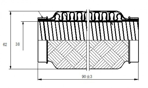 Виброкомпенсатор выхлопной трубы (Гофра) 38x90 InterLock (нержавеющая сталь)