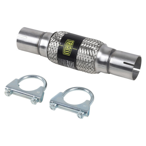 Переходник 50/50 L=250 с виброкомпенсатором и хомутом 45х150 (нержавеющая сталь)