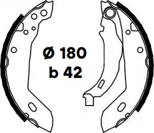 Колодки тормозные барабанные для автомобилей Renault Clio (90-) 180x42
