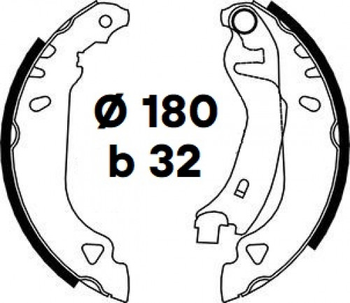 Колодки тормозные барабанные для автомобилей Fiat Punto (93-) 180x32 т/с Bendix