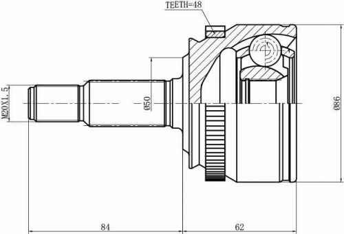 ШРУС наружный для автомобилей Лада Vesta NG Cross (23-) (24 шлц.)