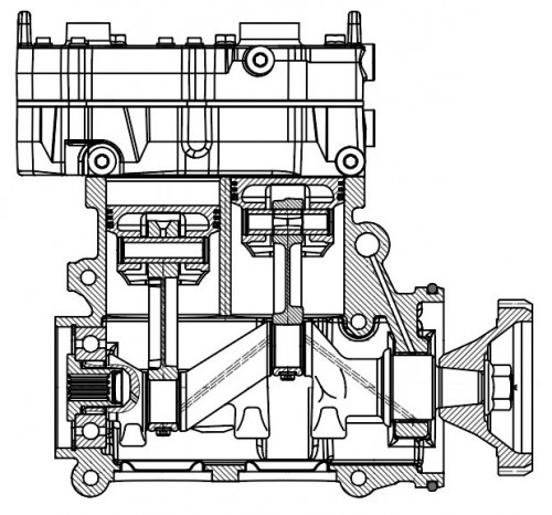 Компрессор воздушный для а/м DAF 105 XF (05-)/CF85 (01-) 12.9D [MX340;MX300] (2 цилиндра)