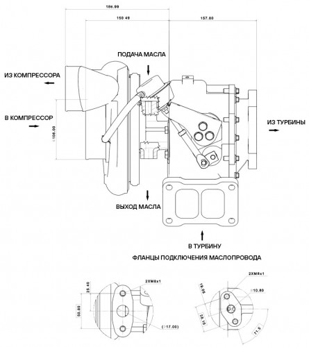 Турбокомпрессор для а/м FAW J6 CA3310/CA3250 (13-) 11.0D [CA6DM2 E-5] (тип HX55W)