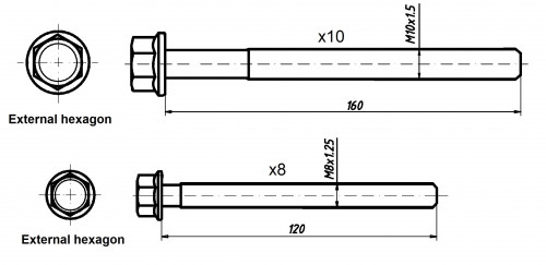 Болты ГБЦ для а/м Ford Transit (00-)/Land Rover Defender (06-) 2.0D/2.4D [JXFA; H9FD] (10+8 шт.)