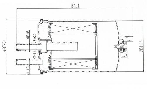 Фильтр топливный для с/т JCB 100-900-series/CX/DX/JS/JZ-series (линейный) d87, h181