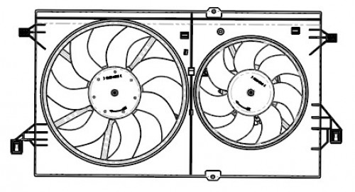 Электровентилятор охлаждения для автомобилей Sollers Atlant (23-)/JAC Sunray (23-) 2.7D (2 вентилятора) (с кожухом)