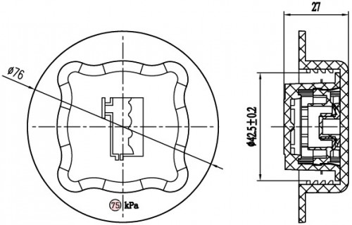 Крышка (пробка) расширительного бачка для а/м Volvo Trucks FH (93-)/(02-)/(08-)/FM (02-) 0.75bar