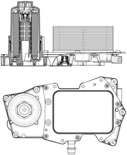 Радиатор масляный в сборе (теплообменник) для автомобилей Land Rover Range Rover (02-)/(13-) 4.4D