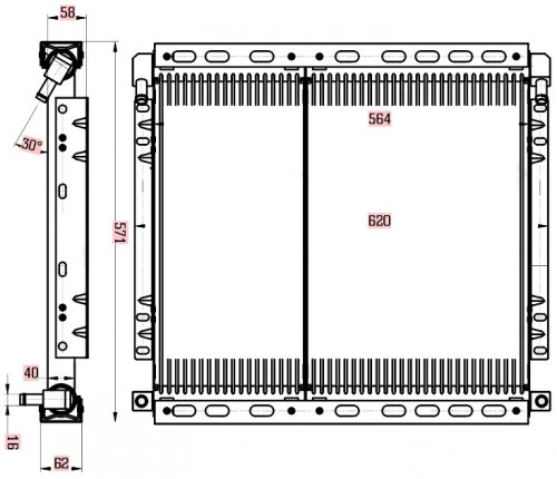 Радиатор масл. для экскаваторов-погрузчиков JCB 3CX/4CX 2WS/AWS с дв. 1004-4/4T, 1104C-44/44T, Dieselmax 444