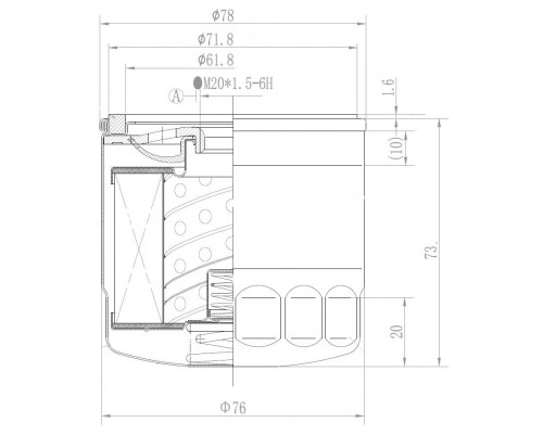 Фильтр для а/м GAC GS8 I (16-)/GN8 (20-)/GS5 (20-) 1.5T/2.0T (масл.) (LOF 3020)