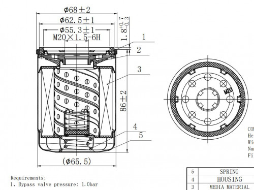 Фильтр масляный для а/м Москвич 3 (22-)/6 (23-)/JAC J7 (20-)/JS6 (22-)/GAC GS3 (24-) 1.5T