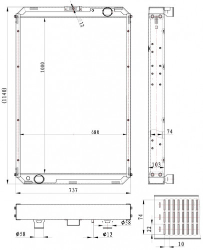 Радиатор охлаждения для а/м КАМАЗ 5460 (Heavy Duty) (повышенная теплоотдача, алюм.)