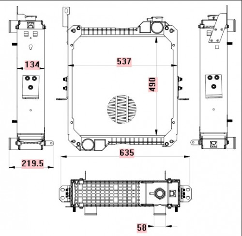 Радиатор охлаждения для экскаваторов-погрузчиков Terex TLB 815/820/825/860/970/980 с дв. 1104C-44T/1104D-44Т/1044С-44Т