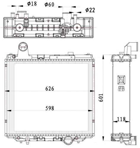 Радиатор охл. для тракторов John Deere 6130/6225/6230/6325/6330/6425/6430 с дв. JD 4045HL282
